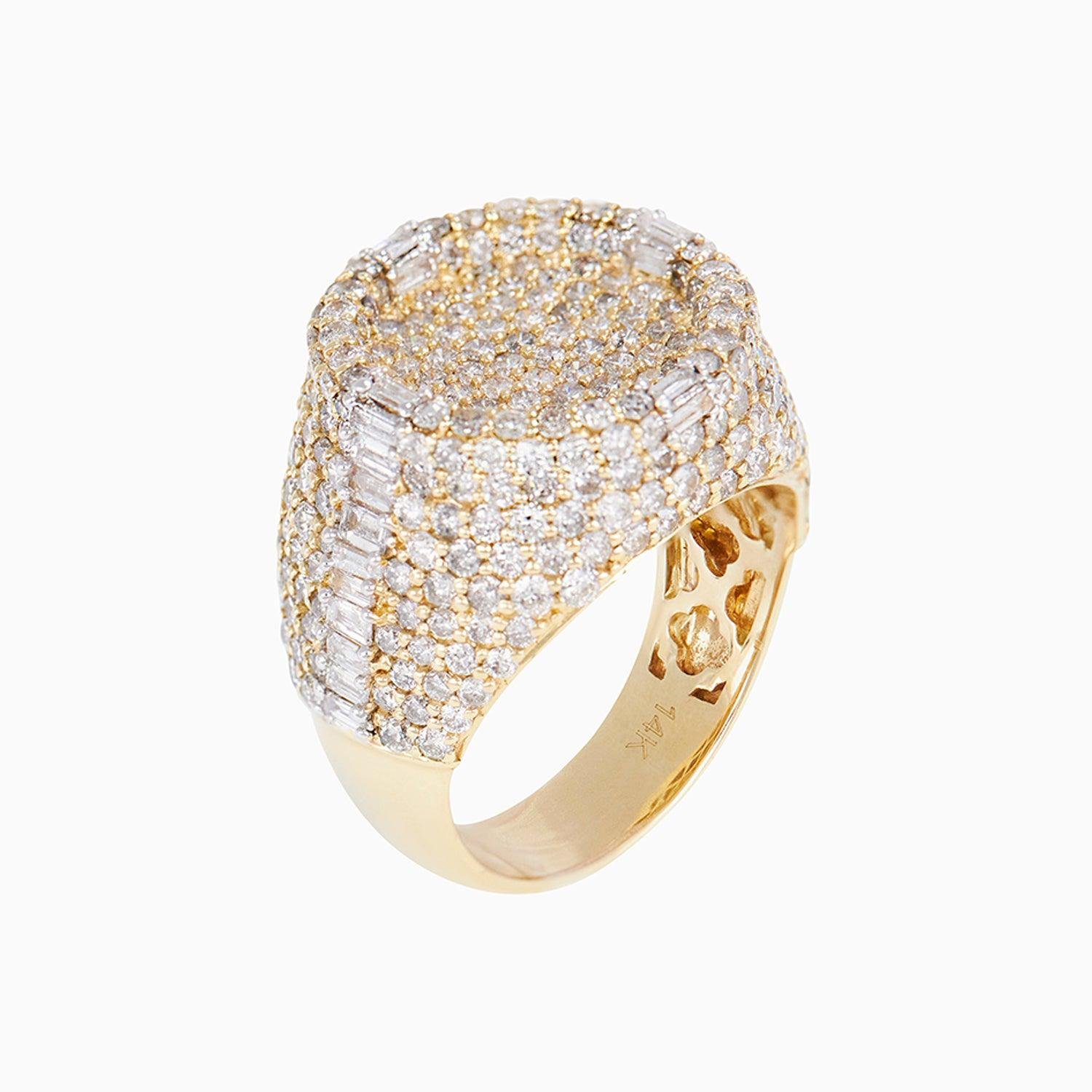 Anillo Oro Amarillo 14k Circulo Hundido con Diamantes