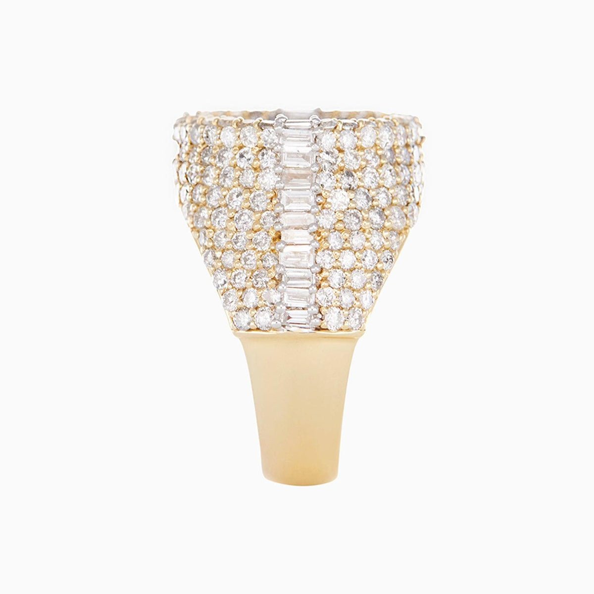 Anillo Oro Amarillo 14k Circulo Hundido con Diamantes